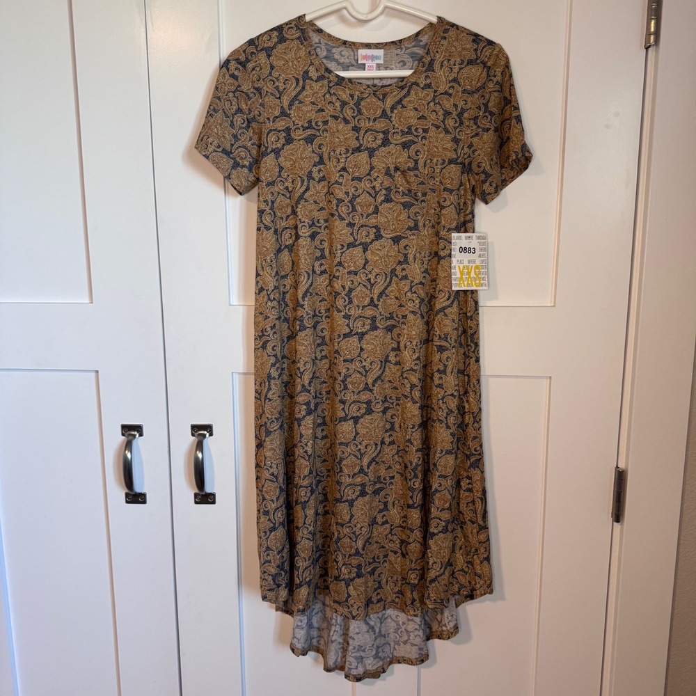 NWT LuLaRoe Carly Swing Dress with Chest Pocket Hi Low Hem Women's Size XXS New